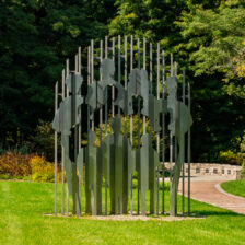 The Lost Generation sculpture stands at the center of the garden.